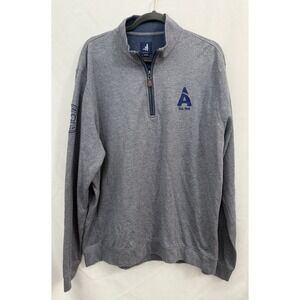Johnnie-O 1/4 Zip Pullover Mens XL Blue Gray Cotton Blend Sweater * COMPANY LOGO
